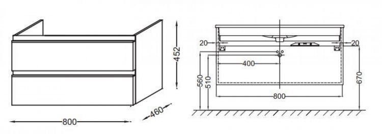 Тумба под раковину 80 см Jacob Delafon Vox EB2028-RA-E15 чёрное дерево Тумба под раковину 80 см Jacob Delafon Vox EB2028-RA-E15 чёрное дерево