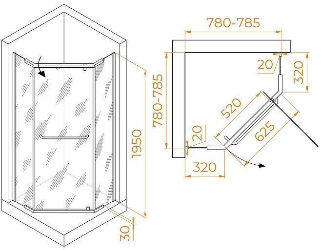 Душевой уголок RGW Passage PA-081 80х80 35088188-11 профиль Хром стекло прозрачное