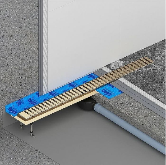 Душевой лоток Timo Drain System 80 DS230108/17 с решеткой Золото матовое