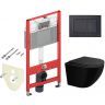 Комплект унитаза WellWant Aura WWU01122B с инсталляцией Tece Now 9400414 с сиденьем Микролифт и Черной матовой клавишей смыва