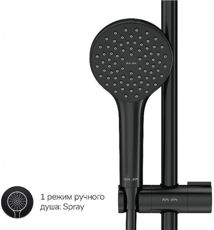 Комплект душевого уголка с душевой системой и аксессуарами AM.PM Gem 80x80 WK90EM профиль Черный матовый стекло прозрачное