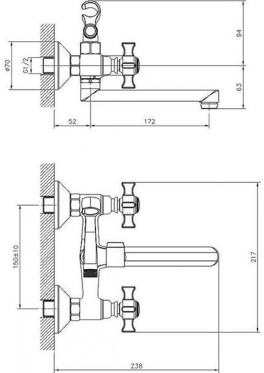 Смеситель для ванны Viko V-2122 Хром