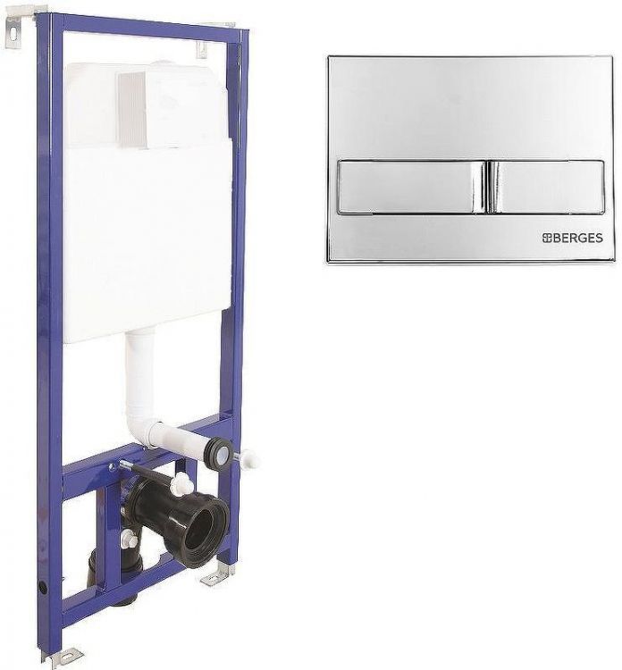 Комплект унитаза Avimano Promotion 1000080 с инсталляцией Berges Novum L3 040213 с сиденьем Микролифт и клавишей смыва цвет Хром