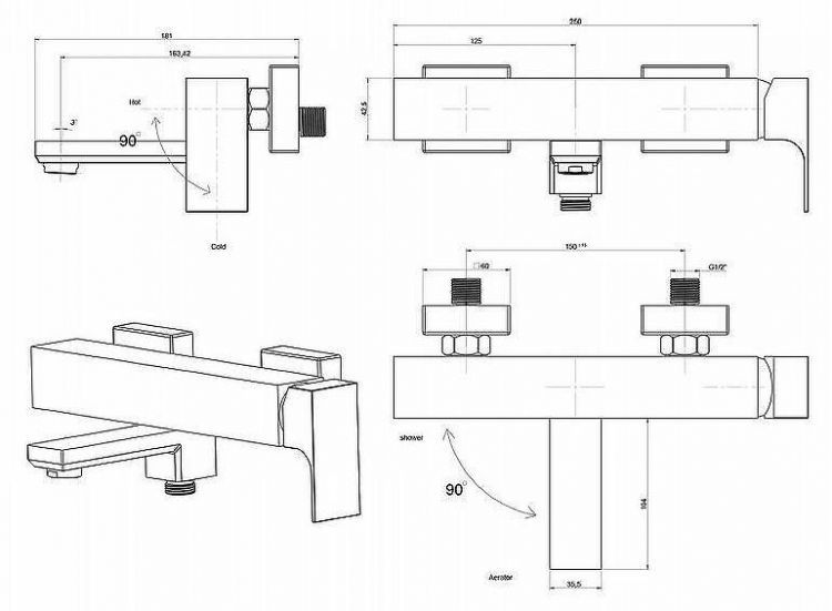 Смеситель для ванны Paini Grazia 21CR111 Хром