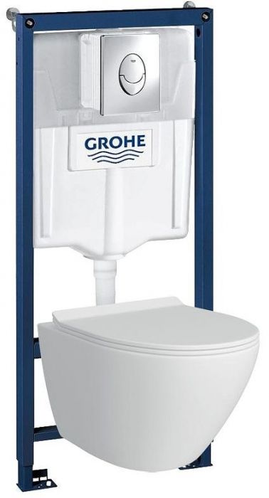 Комплект унитаза с инсталляцией Grohe Rapid SL 39189001 цвет Белый с сиденьем Микролифт и клавишей смыва цвет Хром