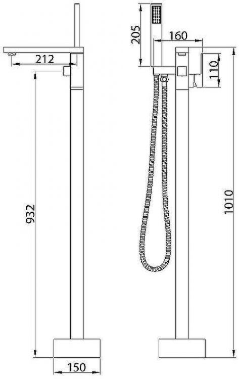 Смеситель для ванны Grossman Falcon 530.K35.08.210 Черный матовый Смеситель для ванны Grossman Falcon 530.K35.08.210 Черный матовый