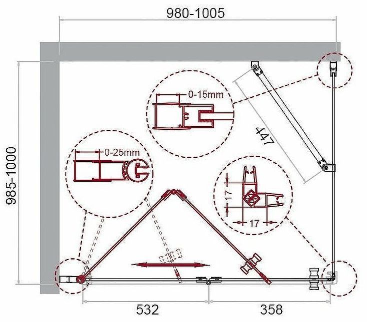 Душевой уголок BelBagno Albano 100х100 ALBANO-AS-1-100-C-Cr профиль Хром стекло прозрачное