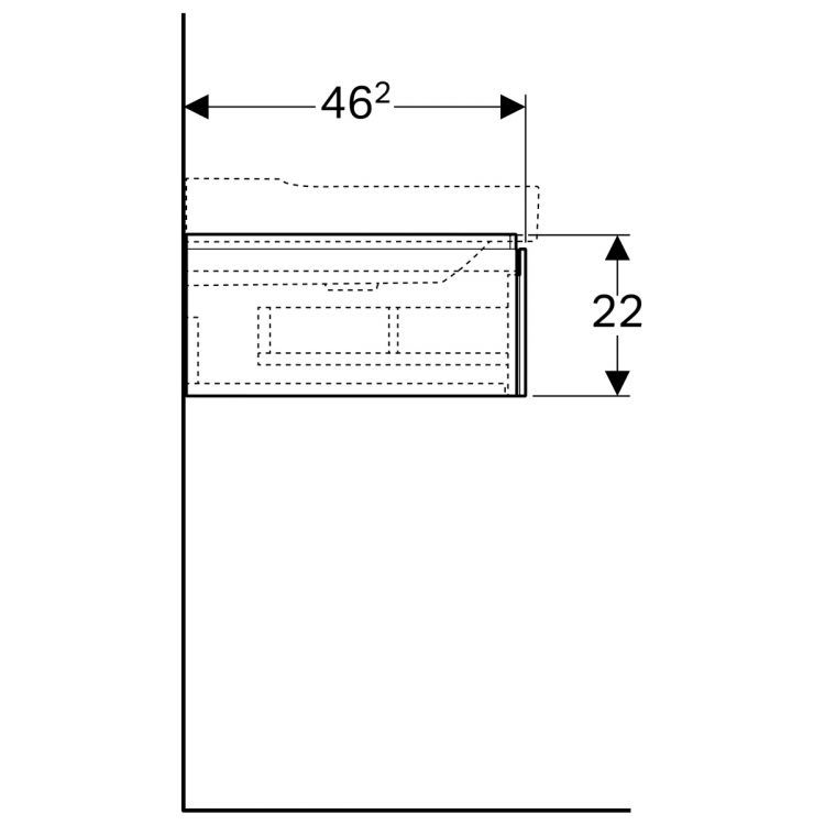 Тумба под раковину Geberit Xeno? 580х220х462 мм, 1 маленький ящик, матовый серый [500.505.00.1]
