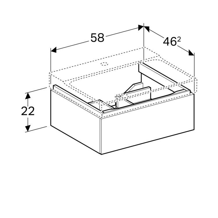 Тумба под раковину Geberit Xeno? 580х220х462 мм, 1 маленький ящик, матовый серый [500.505.00.1]