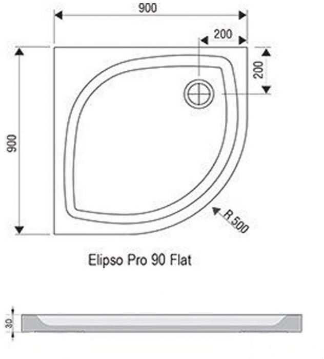 Душевой поддон из искусственного камня Ravak Elipso Pro 90х90 Flat XA237711010 Белый