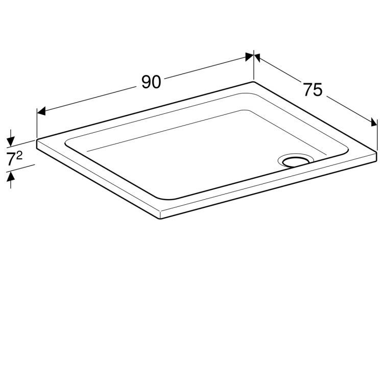 Душевой поддон Geberit Renova прямоугольный, 75х90 см [652250000]