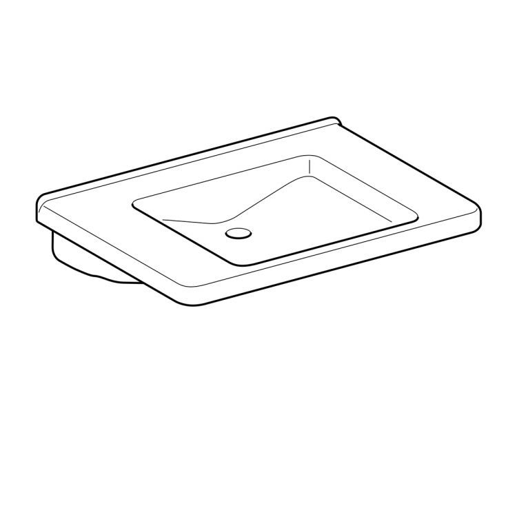 Раковина Geberit Renova Comfort 75х52.5 см, без отверстия под смеситель, без перелива [128576000]