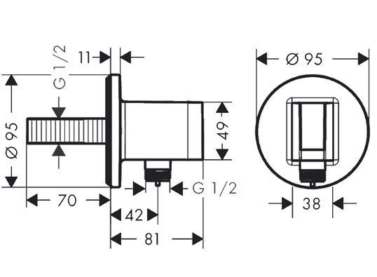 Hansgrohe FixFit S Шланговое подсоединение с держателем ручного душа, цвет: хром