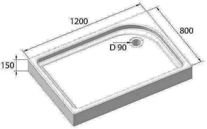 Акриловый поддон для душа BelBagno Tray 120x80 R TRAY-BB-AH-120/80-15-W-R Белый