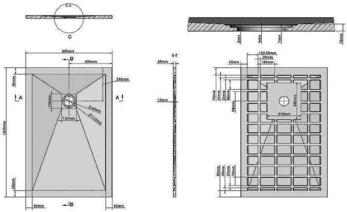 Душевой поддон из искусственного камня Grossman Strong 120x80 GR-S280120Q Графит