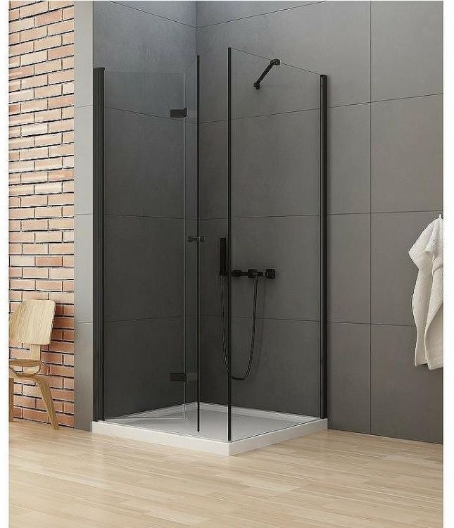 Душевой уголок New Trendy New Soleo Black 80х100 L D-0234A/D-0116B профиль Черный стекло прозрачное