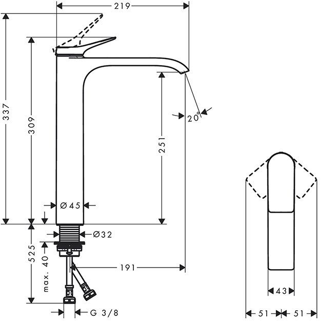 Hansgrohe Vivenis Смеситель для раковины , излив: 22см, цвет: черный матовый