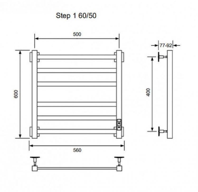 Электрический полотенцесушитель Ника Step-1 60/50 U Черный матовый