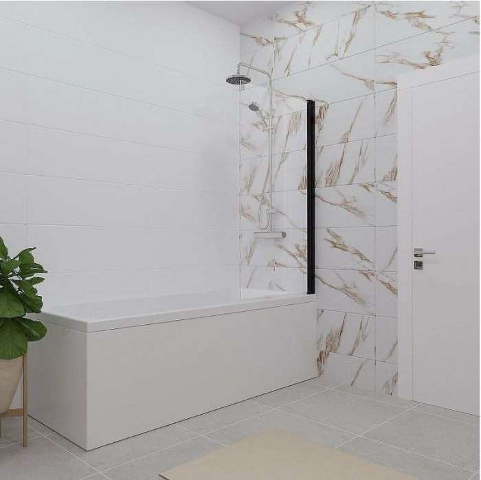 Шторка на ванну Triton Соло-Блэк 75х140 Щ0000051154 профиль Черный стекло прозрачное