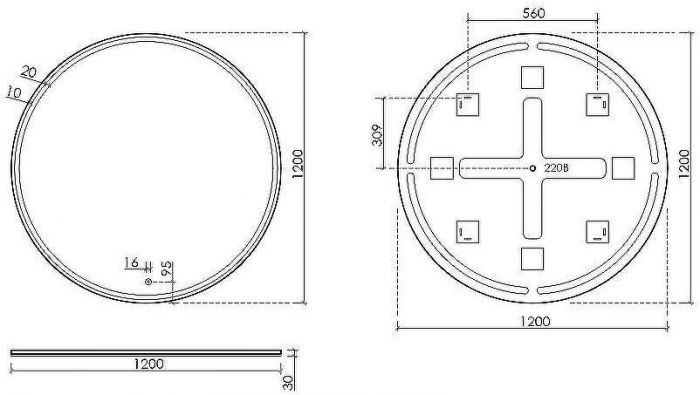 Зеркало Sancos Bella 120 BE1200 с подсветкой с сенсорным выключателем и диммером
