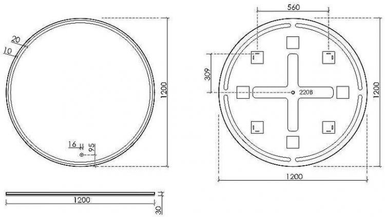 Зеркало Sancos Bella 120 BE1200 с подсветкой с сенсорным выключателем и диммером