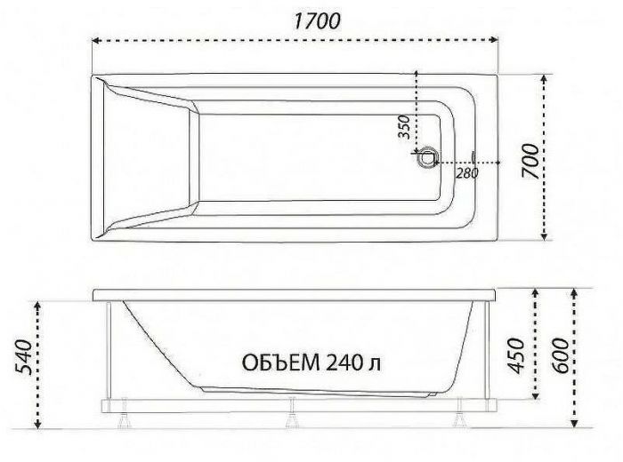 Акриловая ванна Triton 1ACReal Тори 170х70 Щ0000042932 без гидромассажа