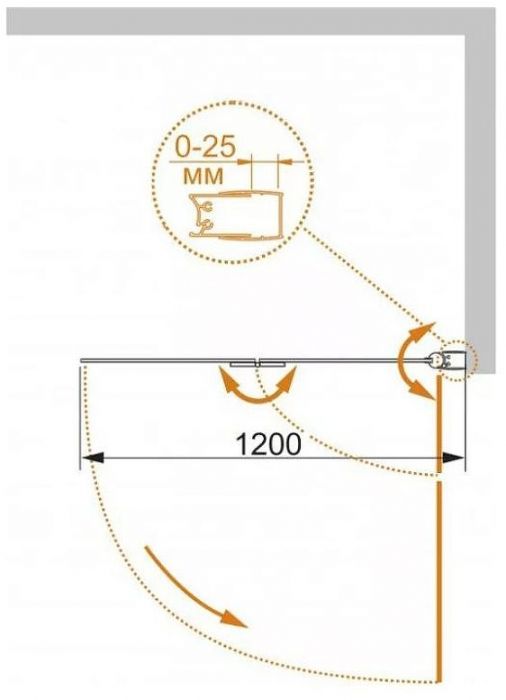 Шторка на ванну Cezares ECO-O-V-21-120/140-C-Cr профиль Хром стекло прозрачное