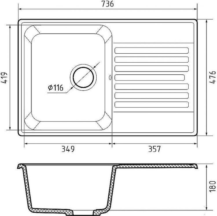 Кухонная мойка GranFest Quarz GF-Z78 Темно-серая
