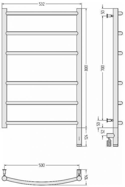 Электрический полотенцесушитель Сунержа Галант 3.0 800x500 R 31-5801-8050 Черный матовый