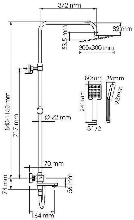 Душевая система WasserKRAFT A199.118.141.087.CH Thermo с термостатом Хром