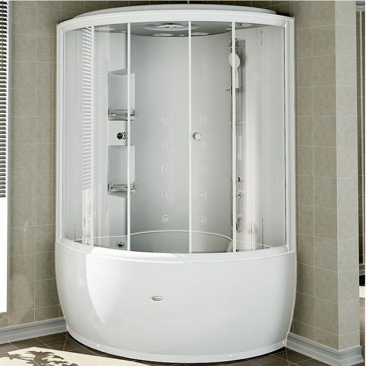 Душевой бокс Radomir Лаура 128x128 1-04-1-0-4-0860 с баней профиль Белый стекло прозрачное