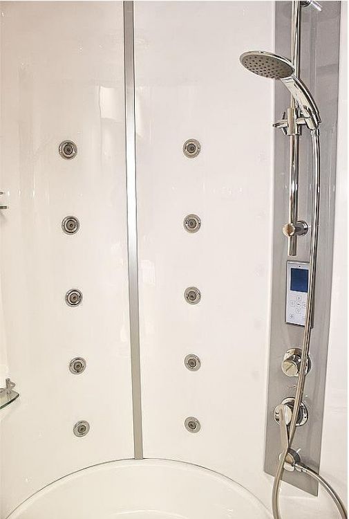 Душевой бокс Radomir Лаура 128x128 1-04-1-0-4-0860 с баней профиль Белый стекло прозрачное