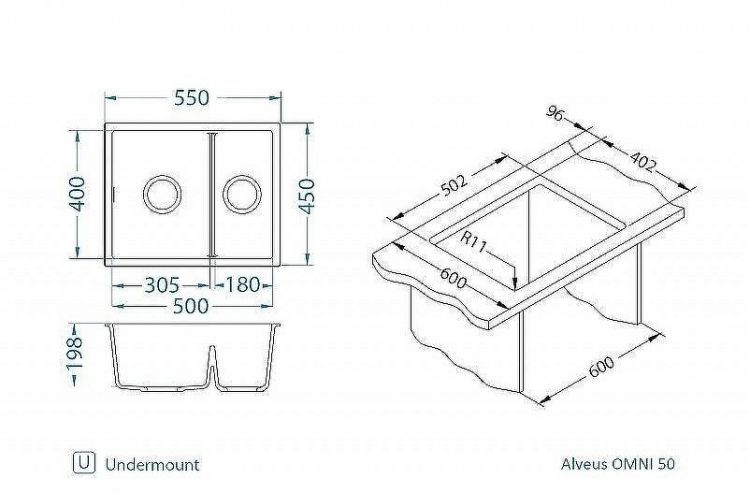 Кухонная мойка Alveus Granital Omni 50 Arctic G11 550x450x198 1150065 Белая Кухонная мойка Alveus Granital Omni 50 Arctic G11 550x450x198 1150065 Белая