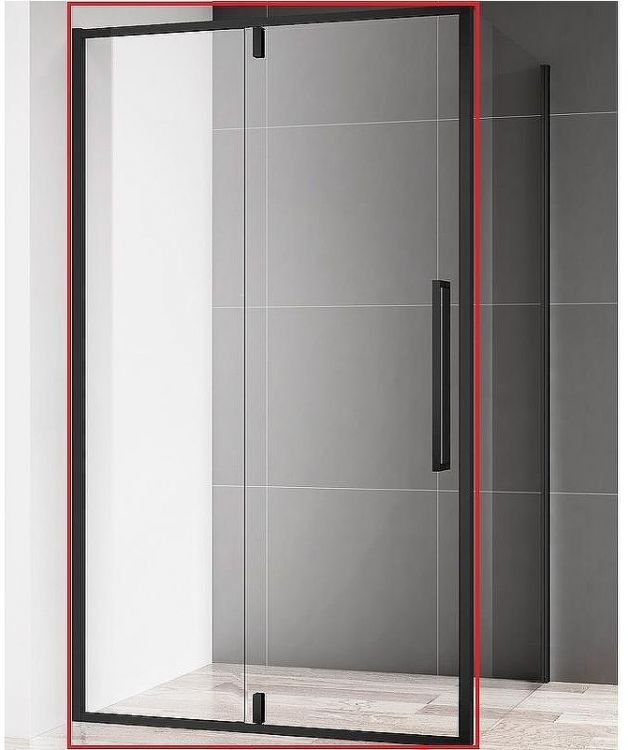 Душевая дверь AQUAme 90 AQM7108-2-9 профиль Черный матовый стекло прозрачное