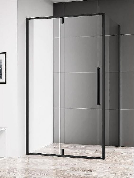 Душевая дверь AQUAme 90 AQM7108-2-9 профиль Черный матовый стекло прозрачное