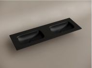 Раковина накладная мебельная CERAMICANOVA Grace прямоугольная, с двумя чашами без отверстий под смеситель, цвет черный матовый, CN7022MBwx