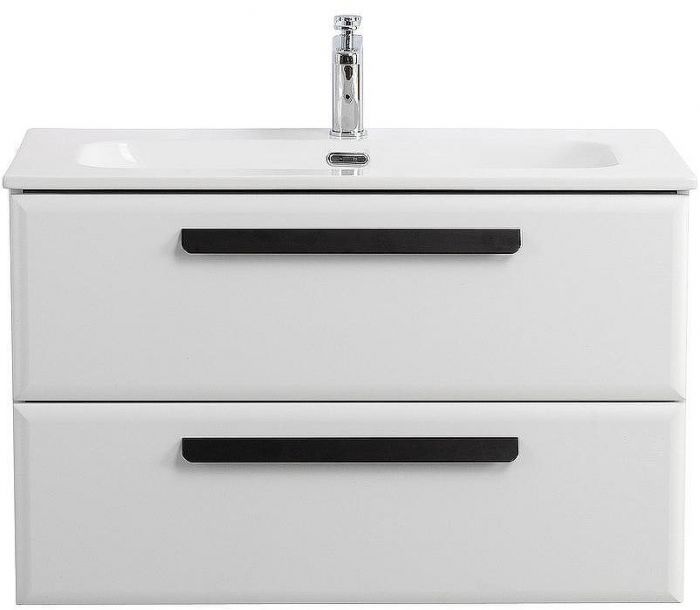 Тумба под раковину Cezares Eco-Cer-N 80 ECO-CER-N-800-2C-SO-BO подвесная Bianco Opaco без ручек