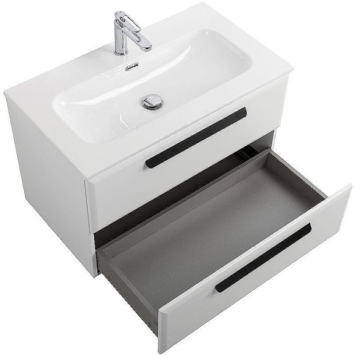Тумба под раковину Cezares Eco-Cer-N 80 ECO-CER-N-800-2C-SO-BO подвесная Bianco Opaco без ручек
