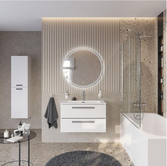 Тумба под раковину Cezares Eco-Cer-N 80 ECO-CER-N-800-2C-SO-BO подвесная Bianco Opaco без ручек