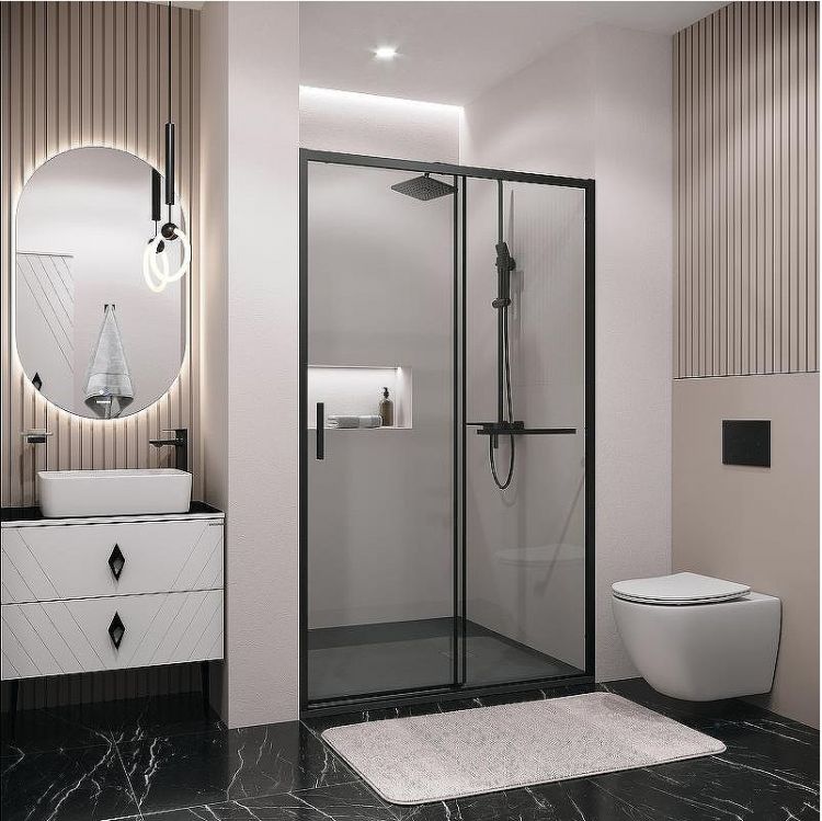 Душевая дверь Grossman Style 130 100.K33.05.130.21.00 профиль Черный матовый стекло прозрачное