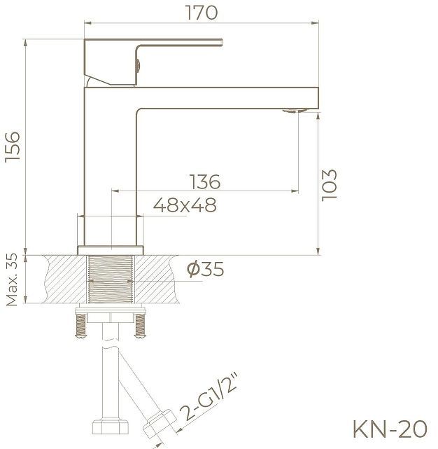 Смеситель для раковины Knotlor Stable KN-20/GMP цвет Вороненая сталь
