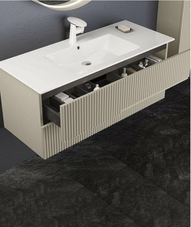 Тумба с раковиной Orka Moonlight 90 5001502 подвесная Бежевая матовая