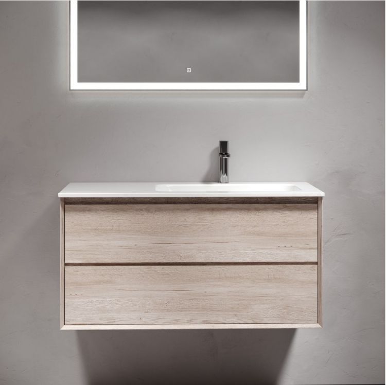 Тумба подвесная SANCOS под раковину правая Marmi 2.0, дуб галифакс натуральный 995х445х520, MR2.0100REG