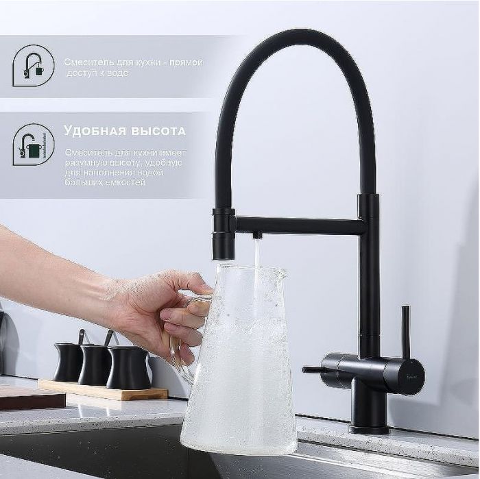 Смеситель для кухни Splenka S70.63.06 Черный матовый
