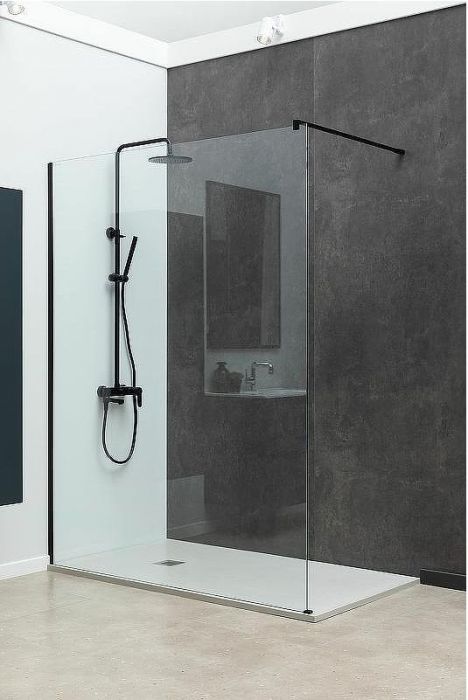 Душевая перегородка Allen Brau Infinity 1 90 3.21009.BBA профиль Черный браш стекло прозрачное