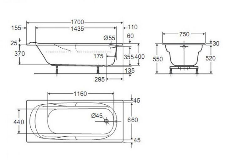 Акриловая ванна 170х75 Jacob Delafon Elise E60279RU-01 Акриловая ванна 170х75 Jacob Delafon Elise E60279RU-01