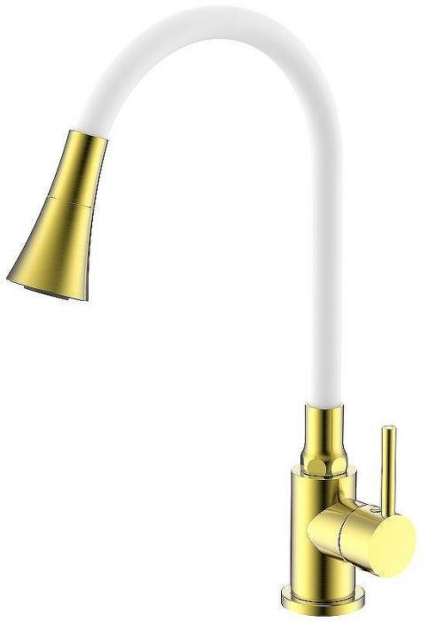 Смеситель для кухни Splenka S201.4308.03 Золото матовое Белый