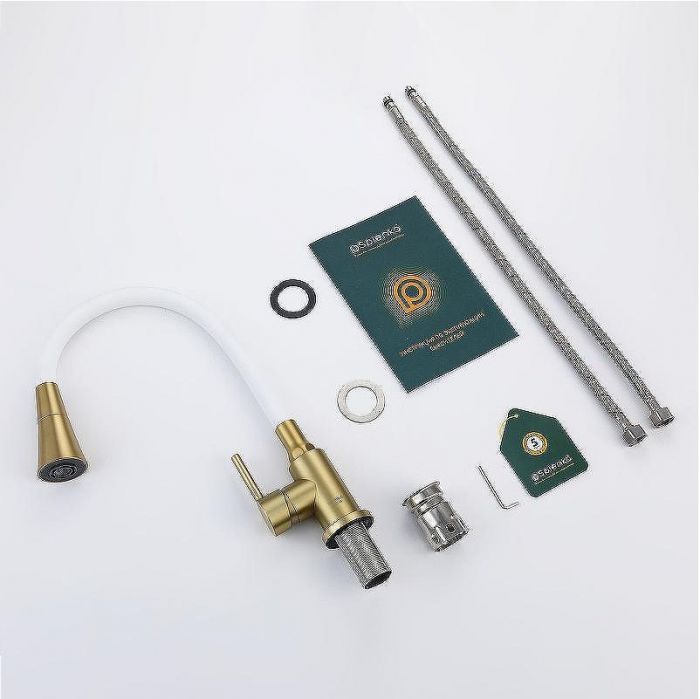 Смеситель для кухни Splenka S201.4308.03 Золото матовое Белый