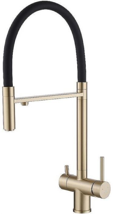 Смеситель для кухни Abber Wasser Kreis AF81141G Золото матовое Черный матовый