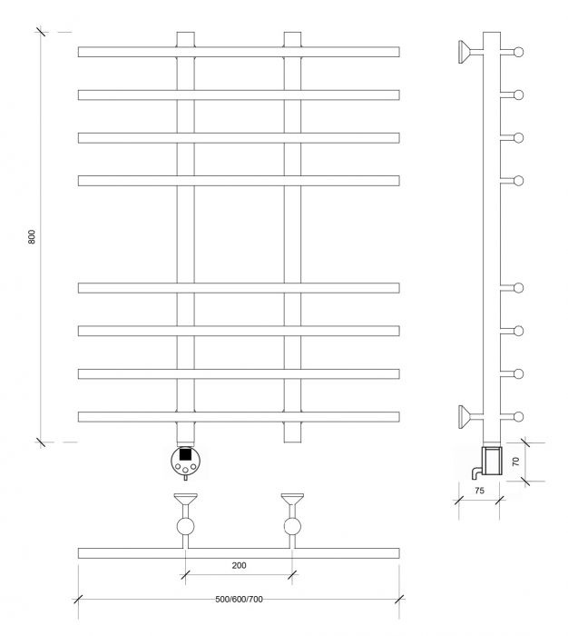 Полотенцесушитель электрический Secado Турин 4 80x20x50 сатин